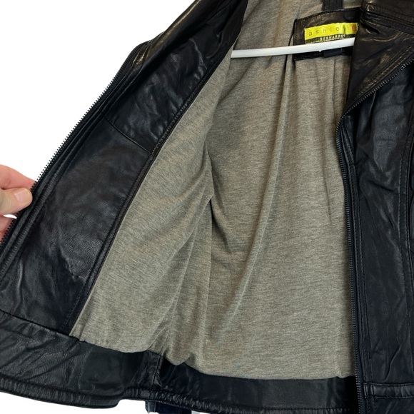 VTG Genuine Leather and Wool Jacket Ashley B Bernardo from Nordstrom Black Y2K S - Picture 11 of 13